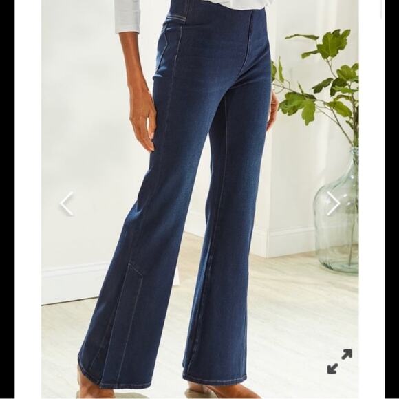 Soft Surroundings The Ultimate Flared Jeans‎ in Dark Blue Wash. - Picture 2 of 10